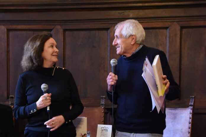 Clara Sánchez e Roberto Ippolito all’Emporio letterario di Pienza 18 maggio 2019 foto Bruno Fini