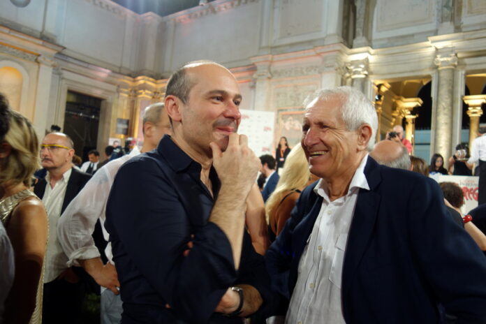 Giorgio Nisini e Roberto Ippolito alla finale del Premio Strega a Villa Giulia 4 luglio 2019